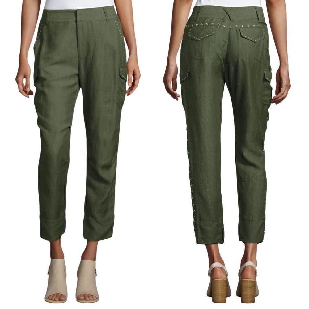 Derek Lam 10 Crosby Easy Cargo Pants w Grommets Utility Military Green size 2